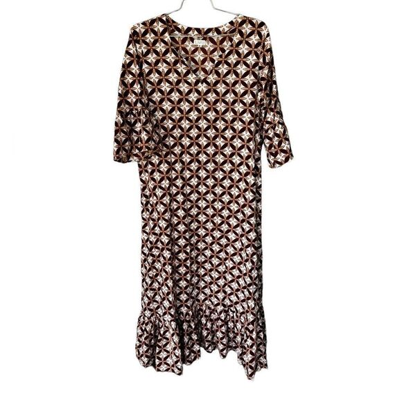 Livro Ruffle Hem Dress, Mocha Geo M - Picture 1 of 5